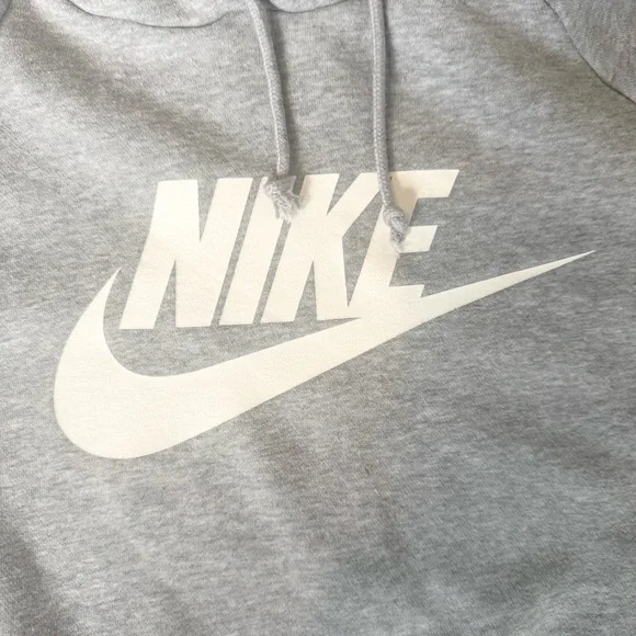 Nike Women's Cropped Grey Hoodie with White Logo Size Small - Picture 6 of 7
